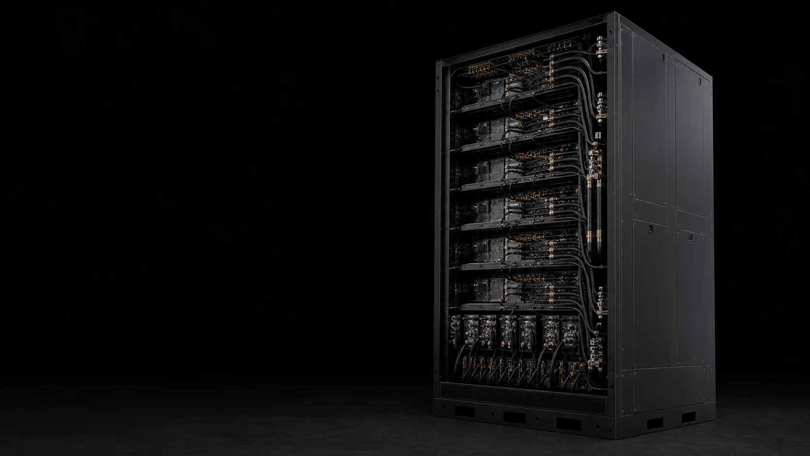 Concept visualization of a liquid-cooled rack-scale AI system